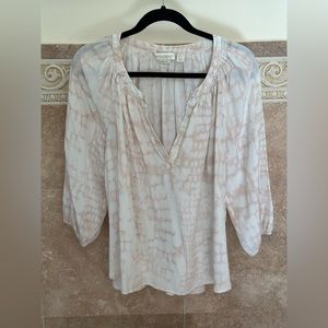Cynthia Rowley silk blouse color light pink & cream size XL